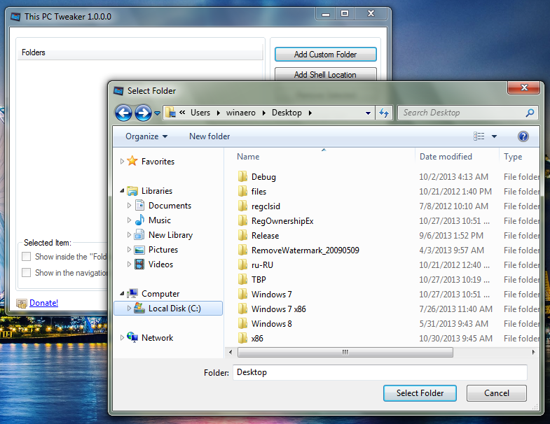 Add Desktop Folder