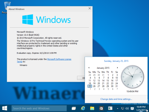 часы и календарь в Windows 10