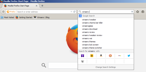 Firefox search sugestions