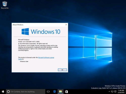 Windows 10 build 14271 winver