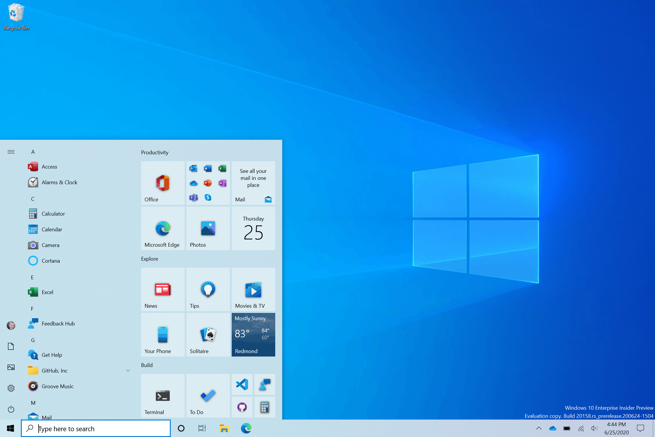 Windows 10 Start Menu Tiles Light