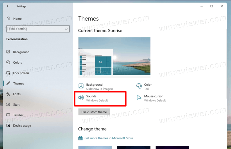 Windows 11 Персонализация > Темы > Звуки
