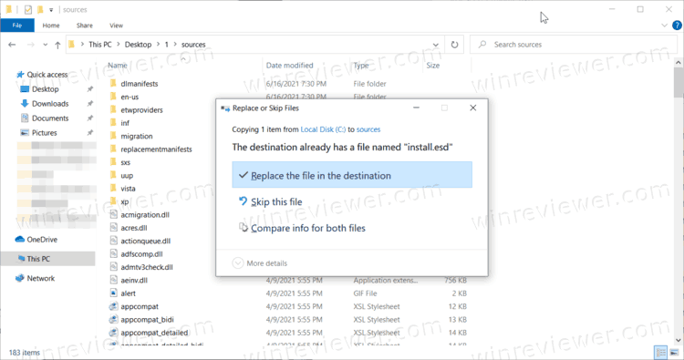 Образ Windows 11 без TPM 2.0 с заменой Install.esd