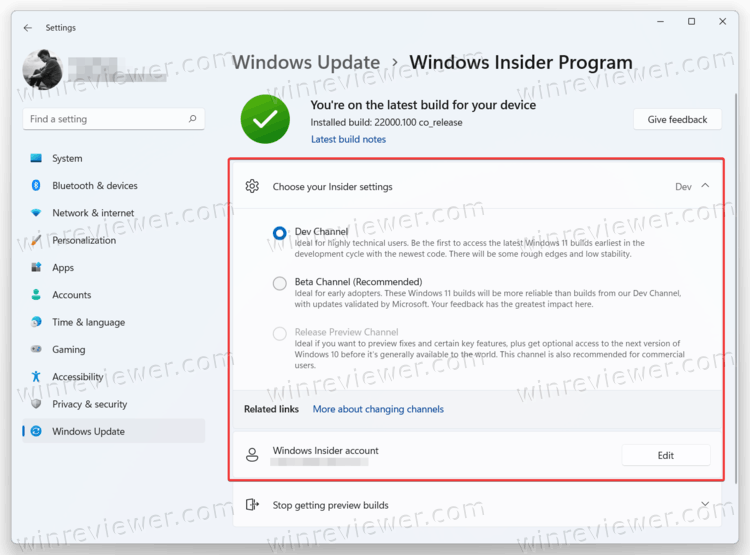 Исправляем в Windows 11 отсутствие каналов предварительной оценки