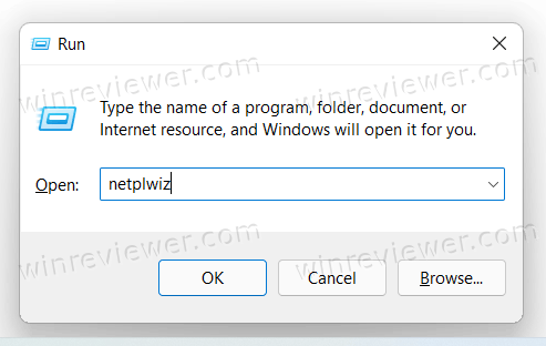 Запустить netplwiz в Windows 11