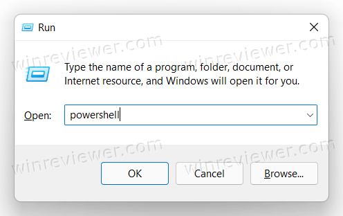 Windows 11 открыть PowerShell из диалога выполнить
