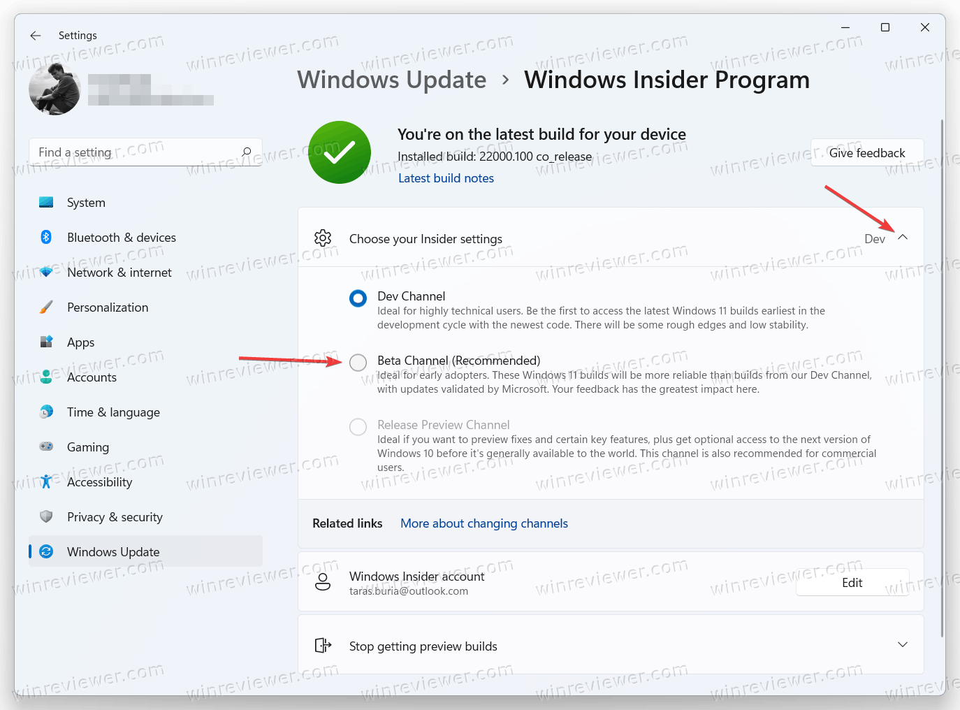 Windows 11 перейти с канала Dev на Beta