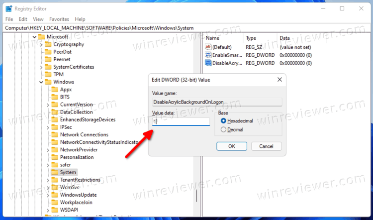 Отключить размытие на экране входа в Windows 11