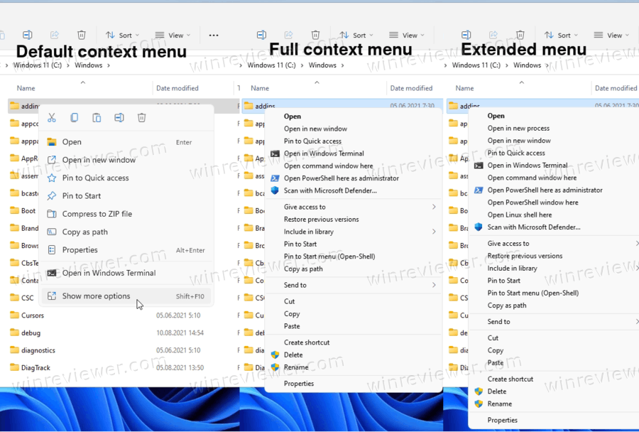 Windows 11 виды контекстного меню
