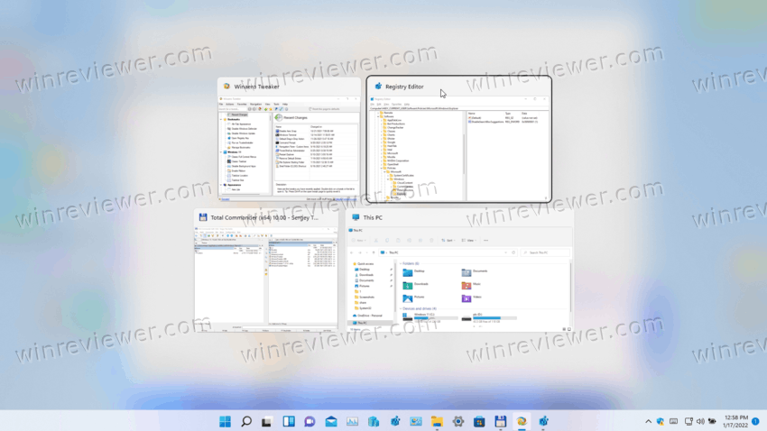 Диалог Alt Tab в Windows 11 по умолчанию