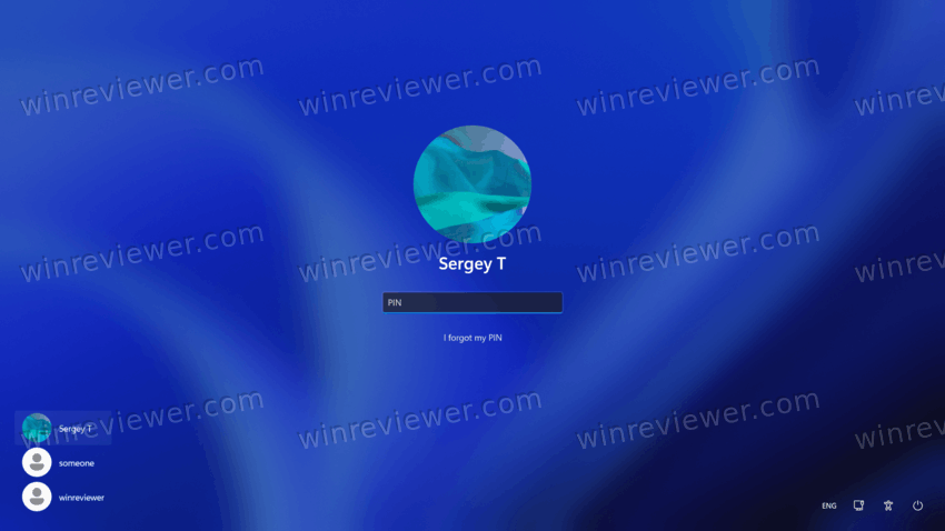 Экран входа Windows 11 по умолчанию