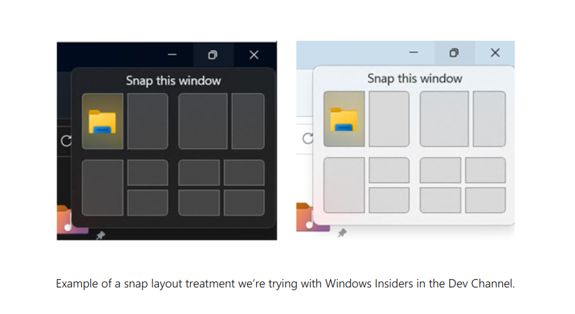 Windows 11 новые подсказки привязки окон Snap Layouts