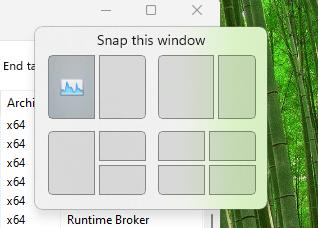 Windows 11 подсказка Snap с иконкой приложения